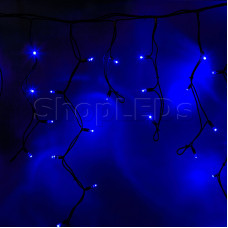 Гирлянда Айсикл (бахрома) светодиодный, 3,2 х 0,9 м, черный провод "КАУЧУК", 220В, диоды синие, NEON-NIGHT